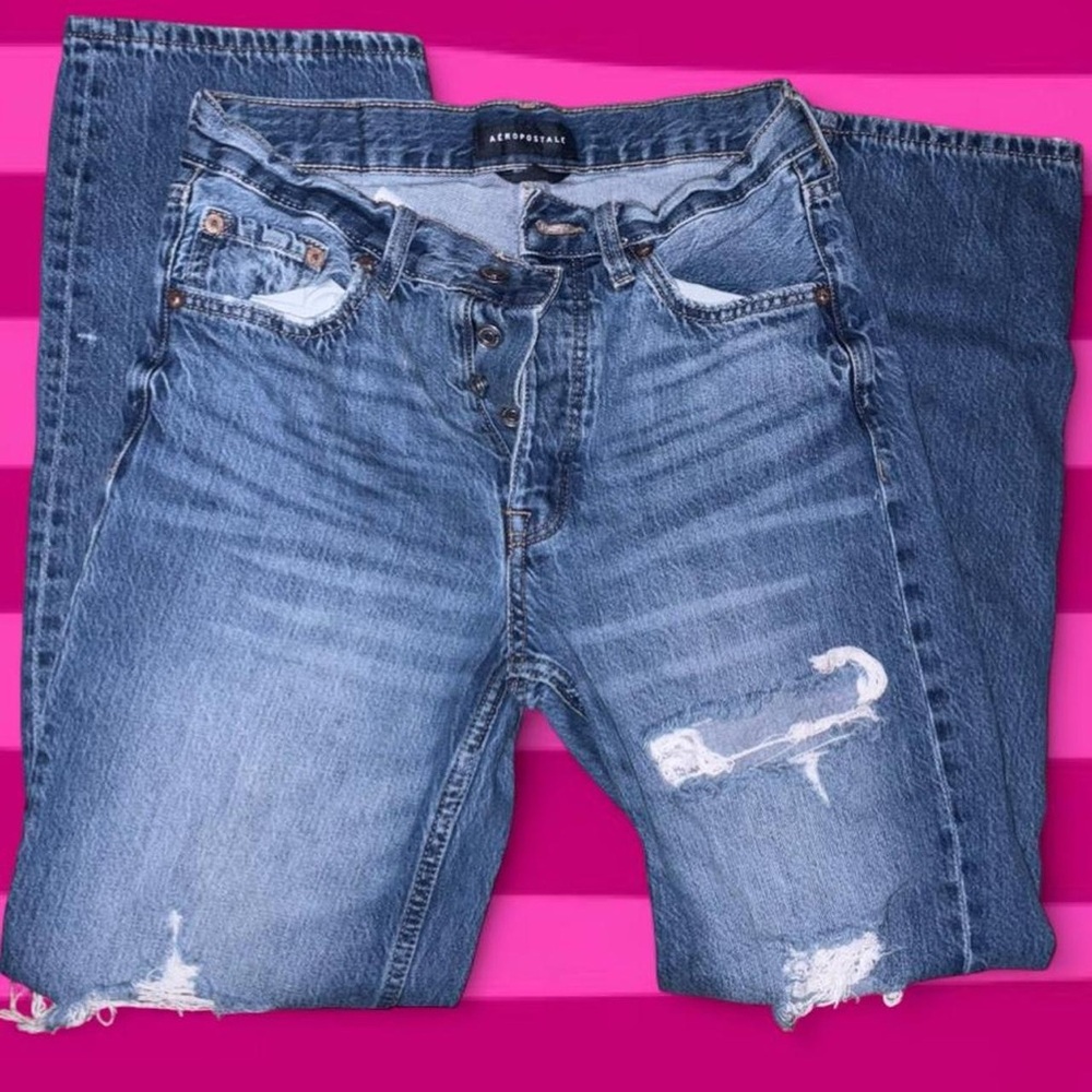 Aeropostale Blue Distressed Boyfriend Jeans